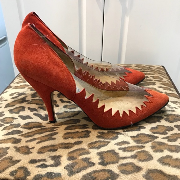 Vintage 80s Norma Kamali Suede &Plastic High Heels - Picture 4 of 5